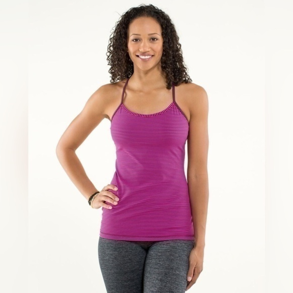 Lululemon Power Y Tank Shelf Bra & Pads Hot Pink & Purple